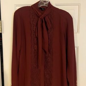 Mossimo wine/burgundy lace detail dressy blouse, size small